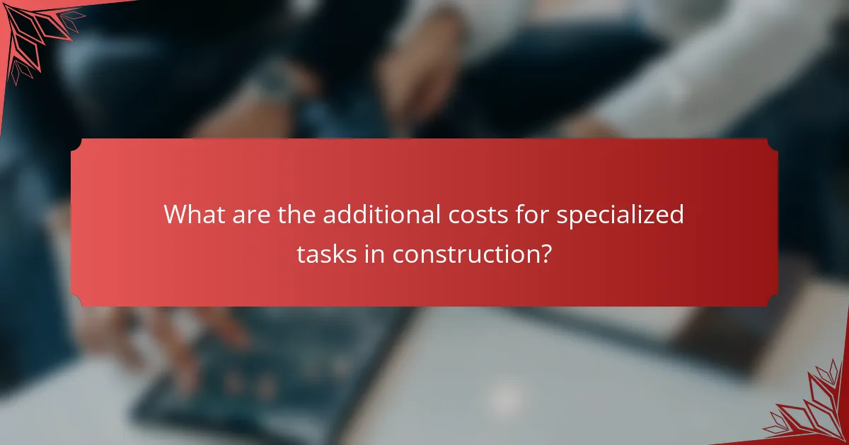 What are the additional costs for specialized tasks in construction?