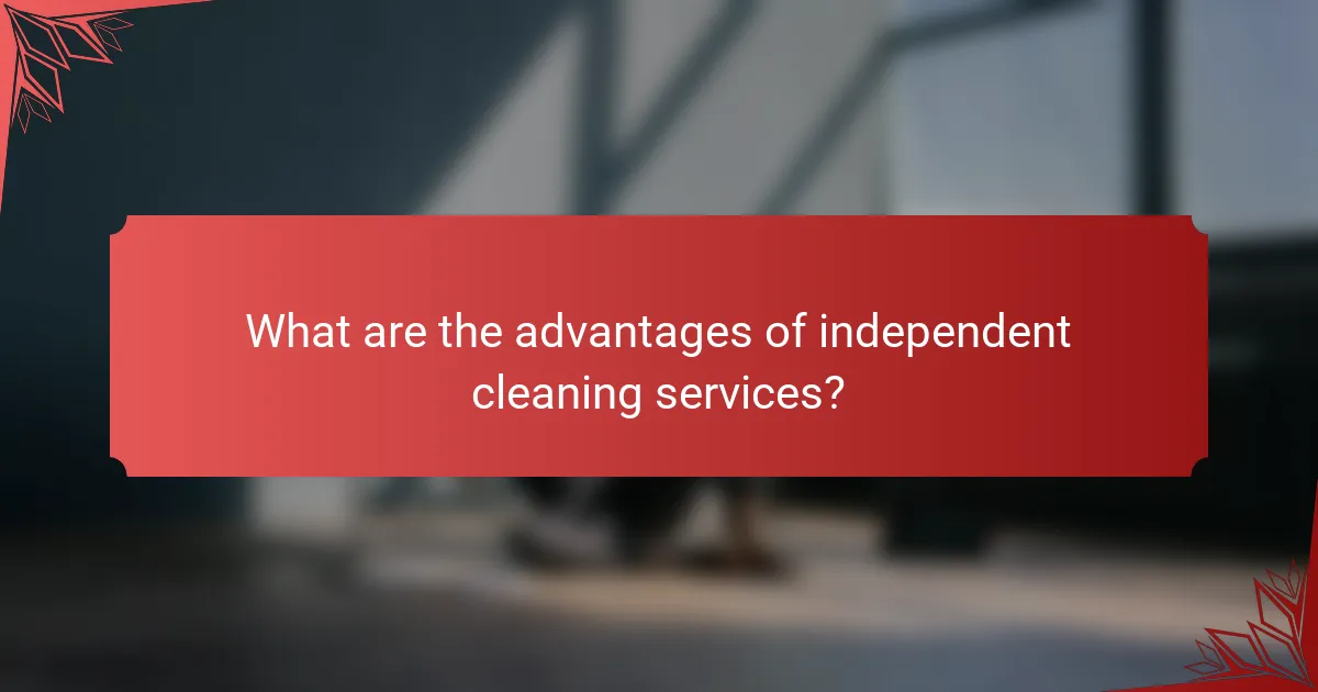 What are the advantages of independent cleaning services?