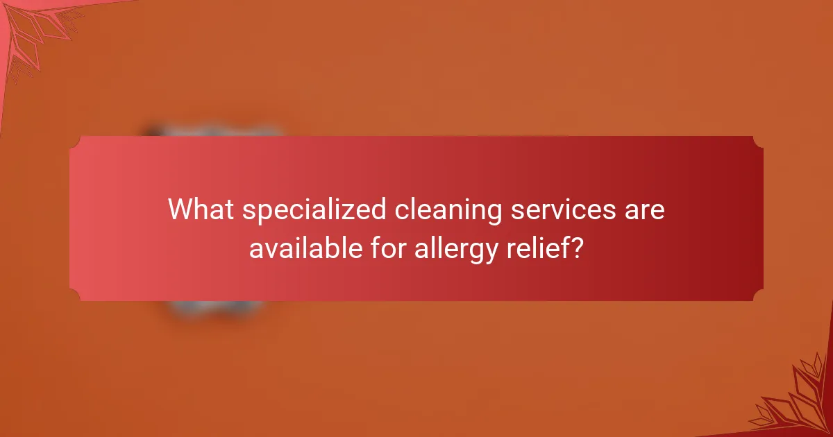 What specialized cleaning services are available for allergy relief?