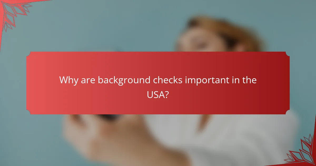 Why are background checks important in the USA?